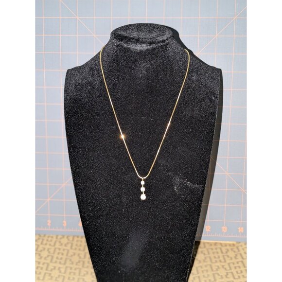 Gold Tone Necklace With Clear Stones & Lobster Clasp - Picture 1 of 7